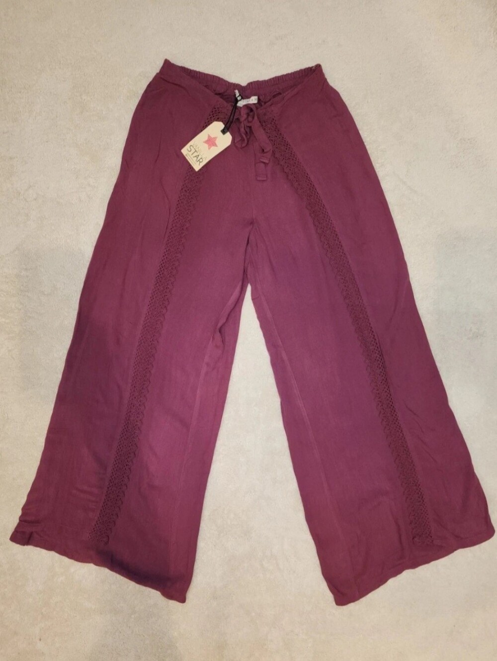 Vanilla Star Wide-Leg Pants in Burgundy